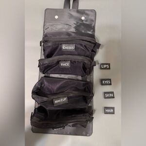 Black Beauty Makeup Travel Organizer with removable Labels and bags, NEW